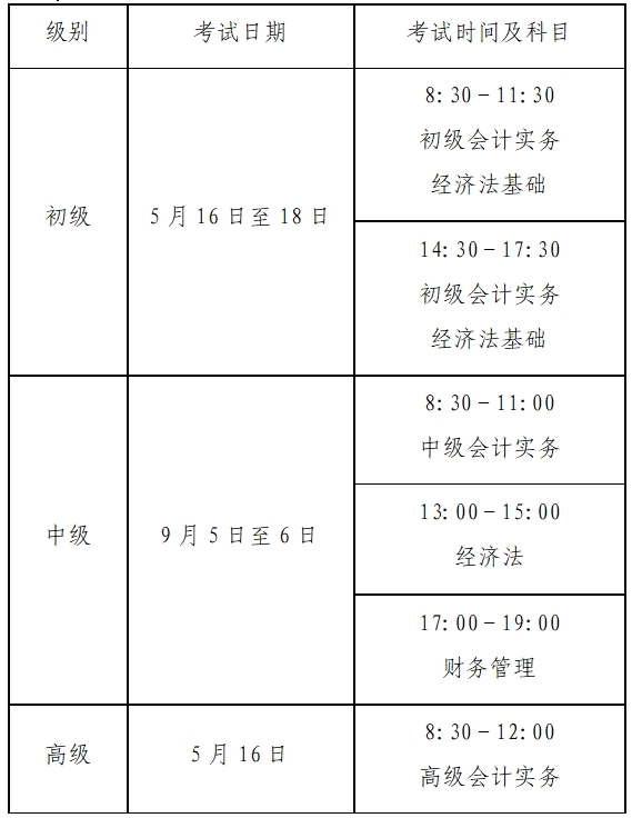 关于2026年度全国会计专业技术资格考试（河南考区）考务日程安排及有关事项的通知